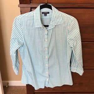 Women’s size 4 Lands End gingham 3/4 sleeve shirt